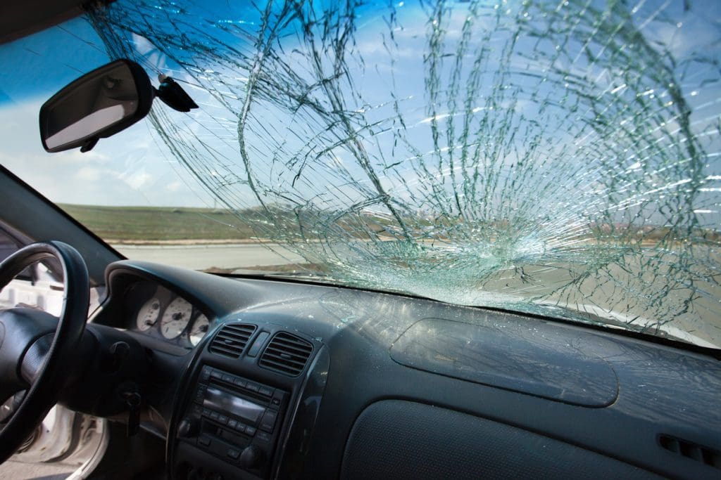 Broken windshield in Calgary, AB