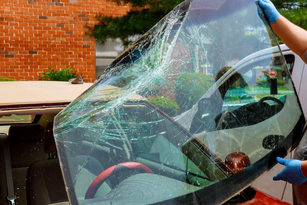 Windshield replacement in Calgary being performed by Boulevard Auto Glass technicians